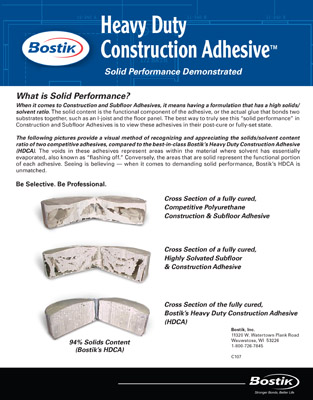 C107 Heavy Duty Construction Adhesive: Solid Performance Flyer