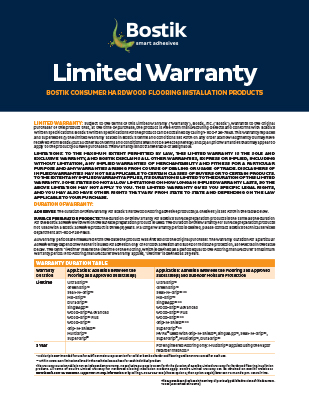 T2092 Hardwood Consumer Warranty