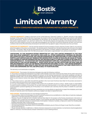 T2092 Hardwood Warranty CONSUMER