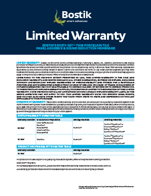T3047 Bosti-Set Warranty